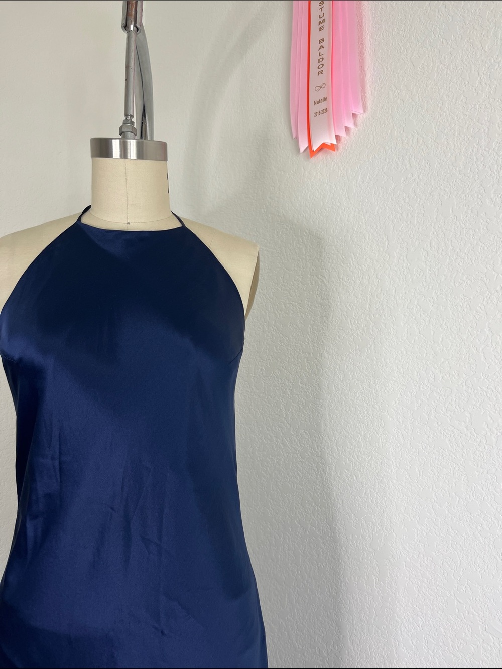 Reformation Navy Blue Satin Backless Gown - Picture 4 of 15